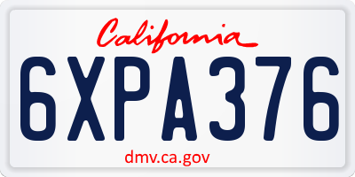 CA license plate 6XPA376