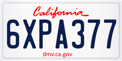 CA license plate 6XPA377