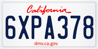 CA license plate 6XPA378