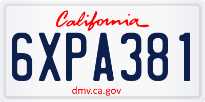CA license plate 6XPA381