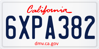 CA license plate 6XPA382