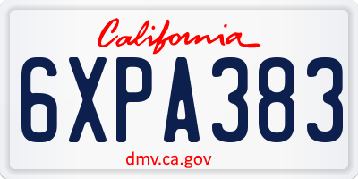 CA license plate 6XPA383