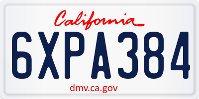CA license plate 6XPA384