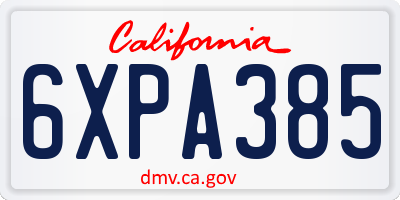CA license plate 6XPA385