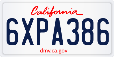 CA license plate 6XPA386