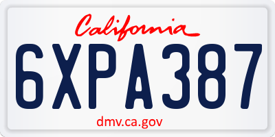 CA license plate 6XPA387
