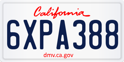 CA license plate 6XPA388