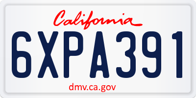 CA license plate 6XPA391