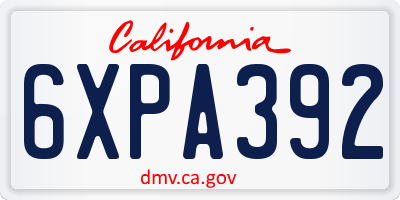 CA license plate 6XPA392