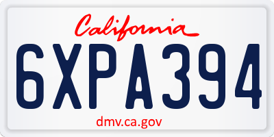CA license plate 6XPA394
