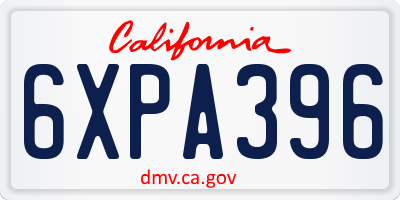 CA license plate 6XPA396