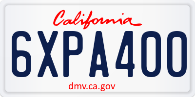 CA license plate 6XPA400