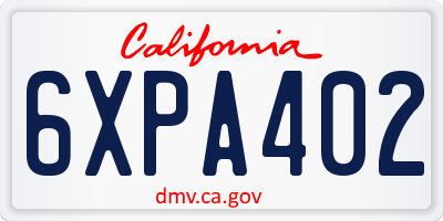 CA license plate 6XPA402