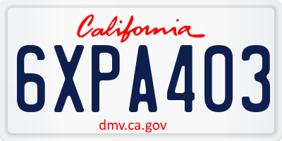 CA license plate 6XPA403