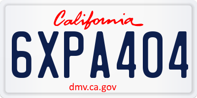 CA license plate 6XPA404