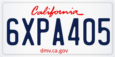 CA license plate 6XPA405