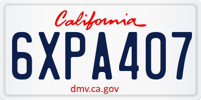 CA license plate 6XPA407