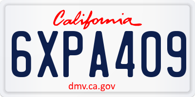 CA license plate 6XPA409