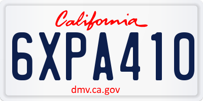 CA license plate 6XPA410