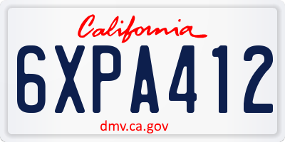 CA license plate 6XPA412