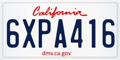CA license plate 6XPA416