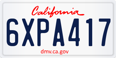 CA license plate 6XPA417