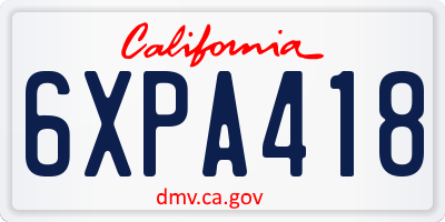 CA license plate 6XPA418