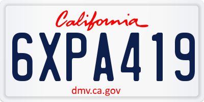 CA license plate 6XPA419