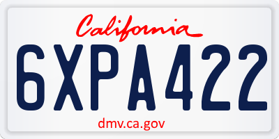 CA license plate 6XPA422