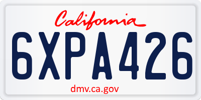 CA license plate 6XPA426