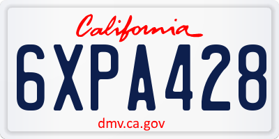 CA license plate 6XPA428