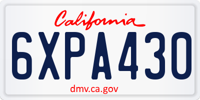 CA license plate 6XPA430