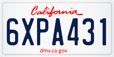 CA license plate 6XPA431