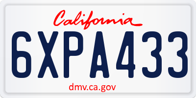 CA license plate 6XPA433