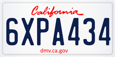 CA license plate 6XPA434