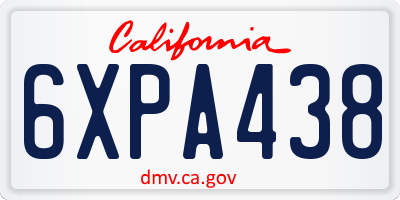 CA license plate 6XPA438