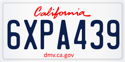 CA license plate 6XPA439