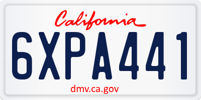CA license plate 6XPA441