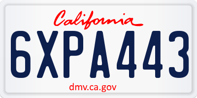 CA license plate 6XPA443