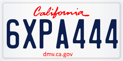 CA license plate 6XPA444