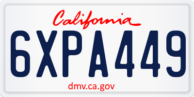 CA license plate 6XPA449