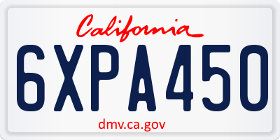 CA license plate 6XPA450