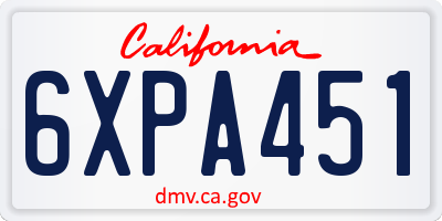 CA license plate 6XPA451