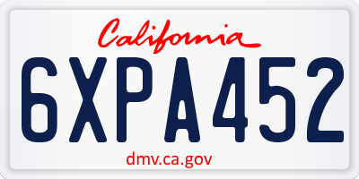 CA license plate 6XPA452