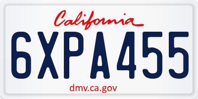CA license plate 6XPA455