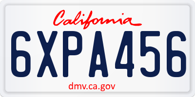 CA license plate 6XPA456