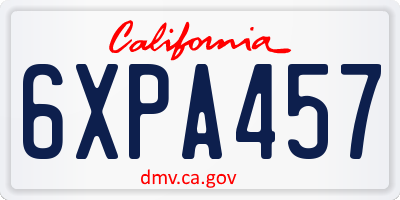 CA license plate 6XPA457