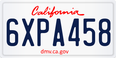 CA license plate 6XPA458