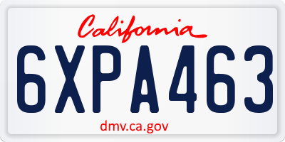 CA license plate 6XPA463