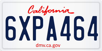 CA license plate 6XPA464